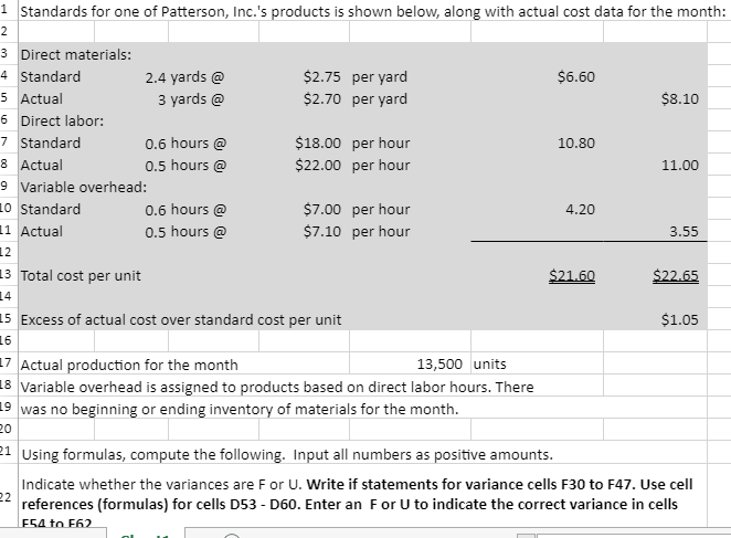 Using formulas, compute the following. Input all numbers as positive amounts. Indicate