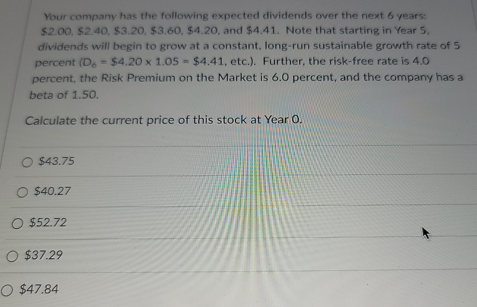 Need help with Finance Question, read it carefully and check your answer