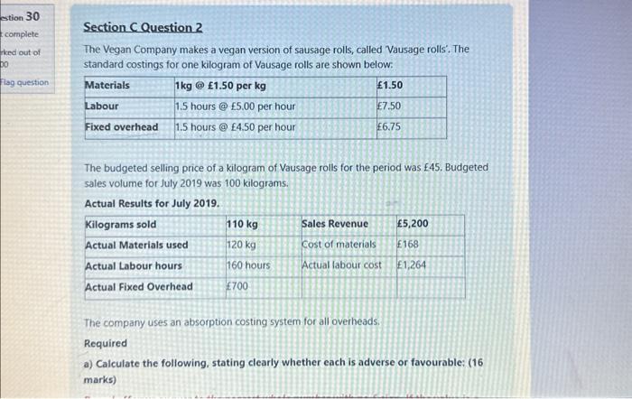  Section CQuestion 2 The Vegan Company makes a vegan version of