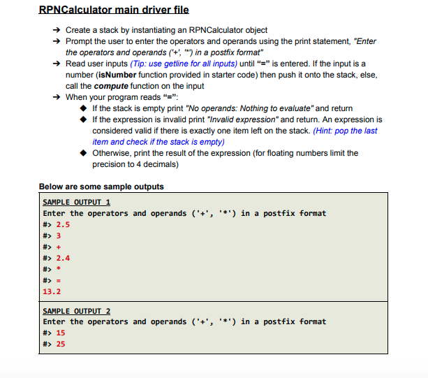 #include "RPNCalculator.hpp" #include // you may include more libraries as needed using