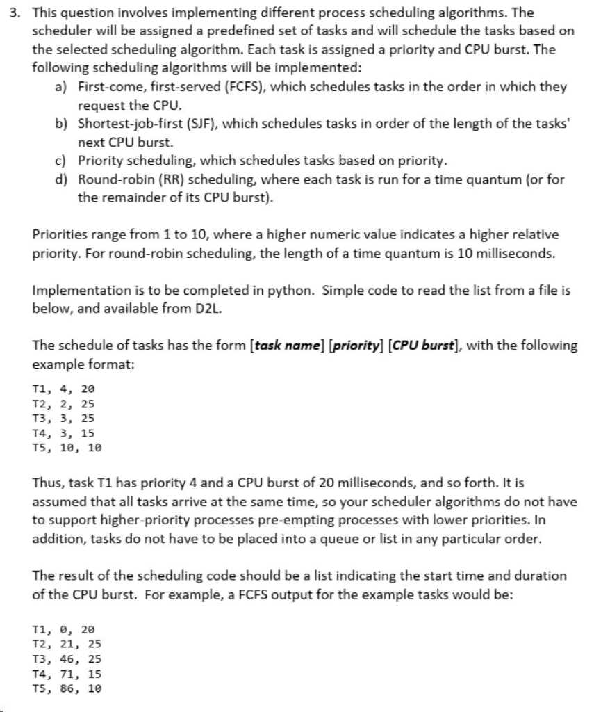 Please, provide Python implementation for this question 3. This question involves implementing