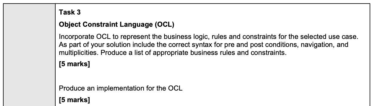 help me in task 3 please... Task 3 Object Constraint Language