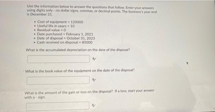 pls answer asap Use the information below to answer the questions that