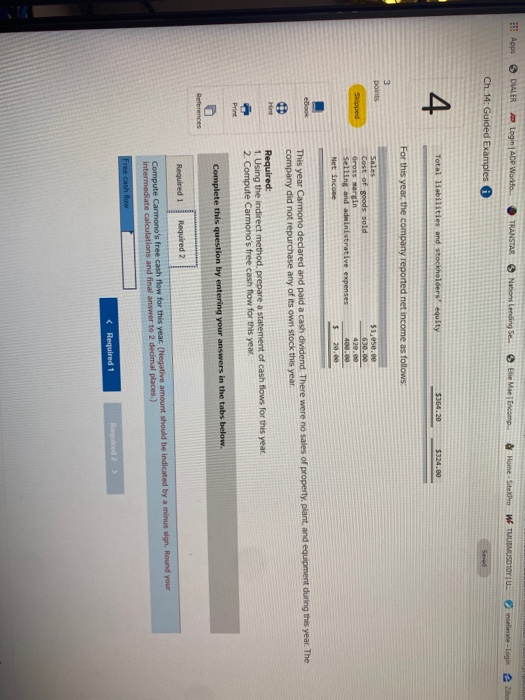Comparative financial statement data for Carmono Company follow 3 points This Year