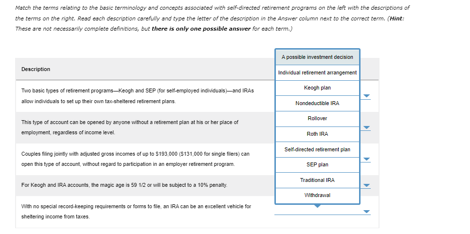  Match the terms relating to the basic terminology and concepts associated