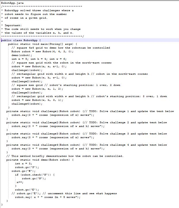 Description: On this assignment, you need to program a robot that has