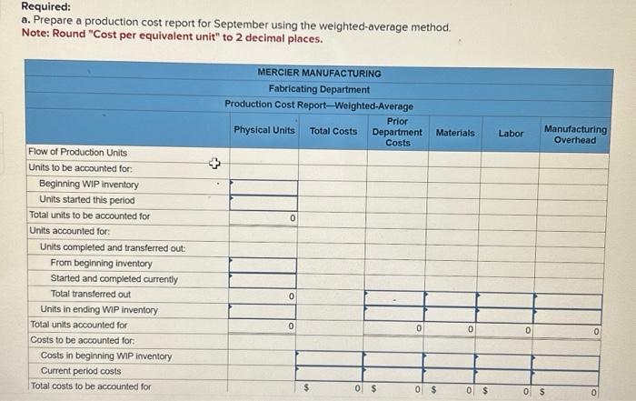 advance! Mercier Manufacturing produces a plastic part in three sequential departments: Extruding.