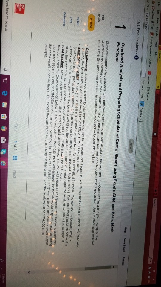  Tools Help New tab Ch 1 Excel Overhead Analysis and Prepering