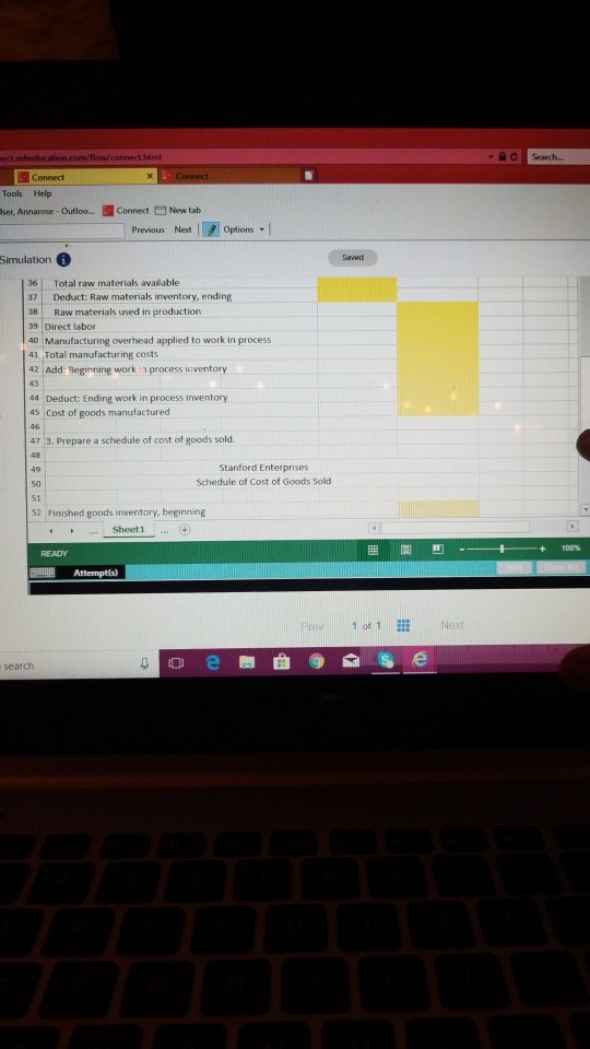rate, the schedule of cost of goods manufactured, and the schedule of