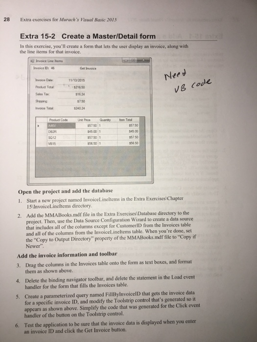  28 Extra exercises for Murach's Visual Basic 2015 Extra 15-2 Create