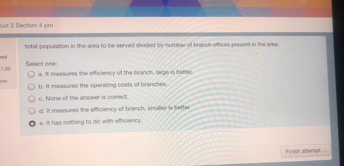 banking uiz 3 Section 4 pm total population in the area to