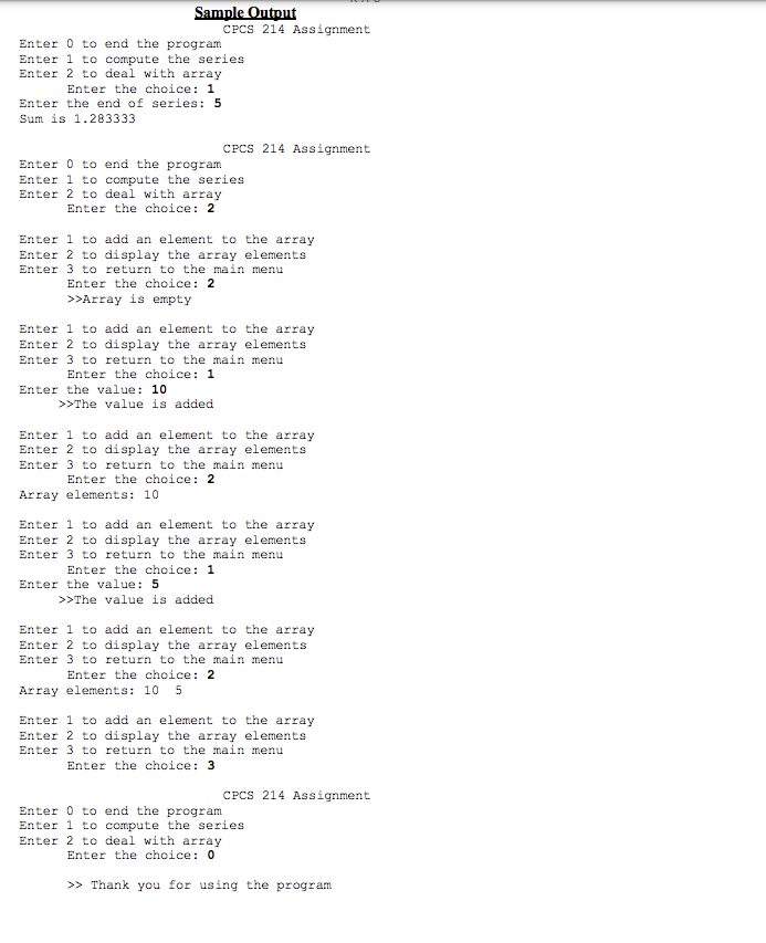  Sample Output CPCS 214 Assignment CPCS 214 Assignment CPCS 214 Assignment