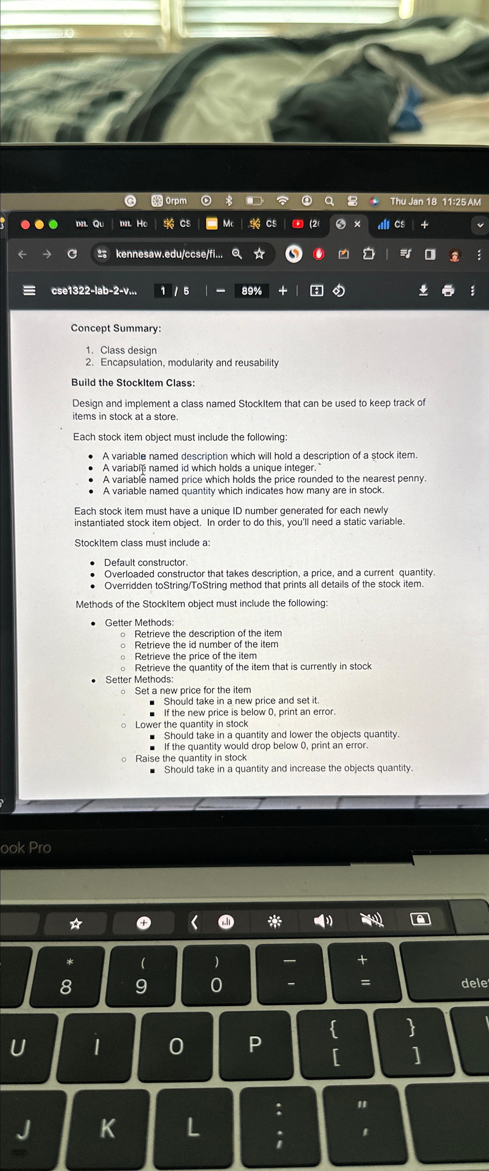  Concept Summary: Class design Encapsulation, modularity and reusability Build the Stockltem