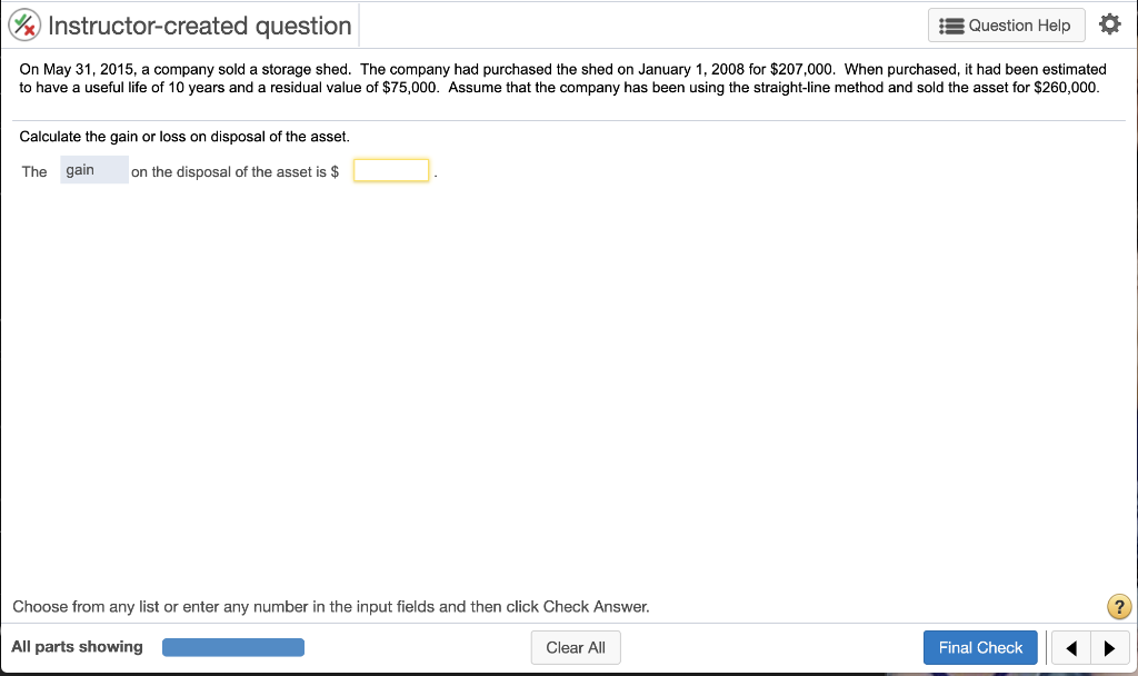 %) Instructor-created question Question Help * On May 31, 2015, a