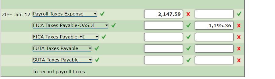Recording Payroll Complete the following: Prepare the journal entries as of January