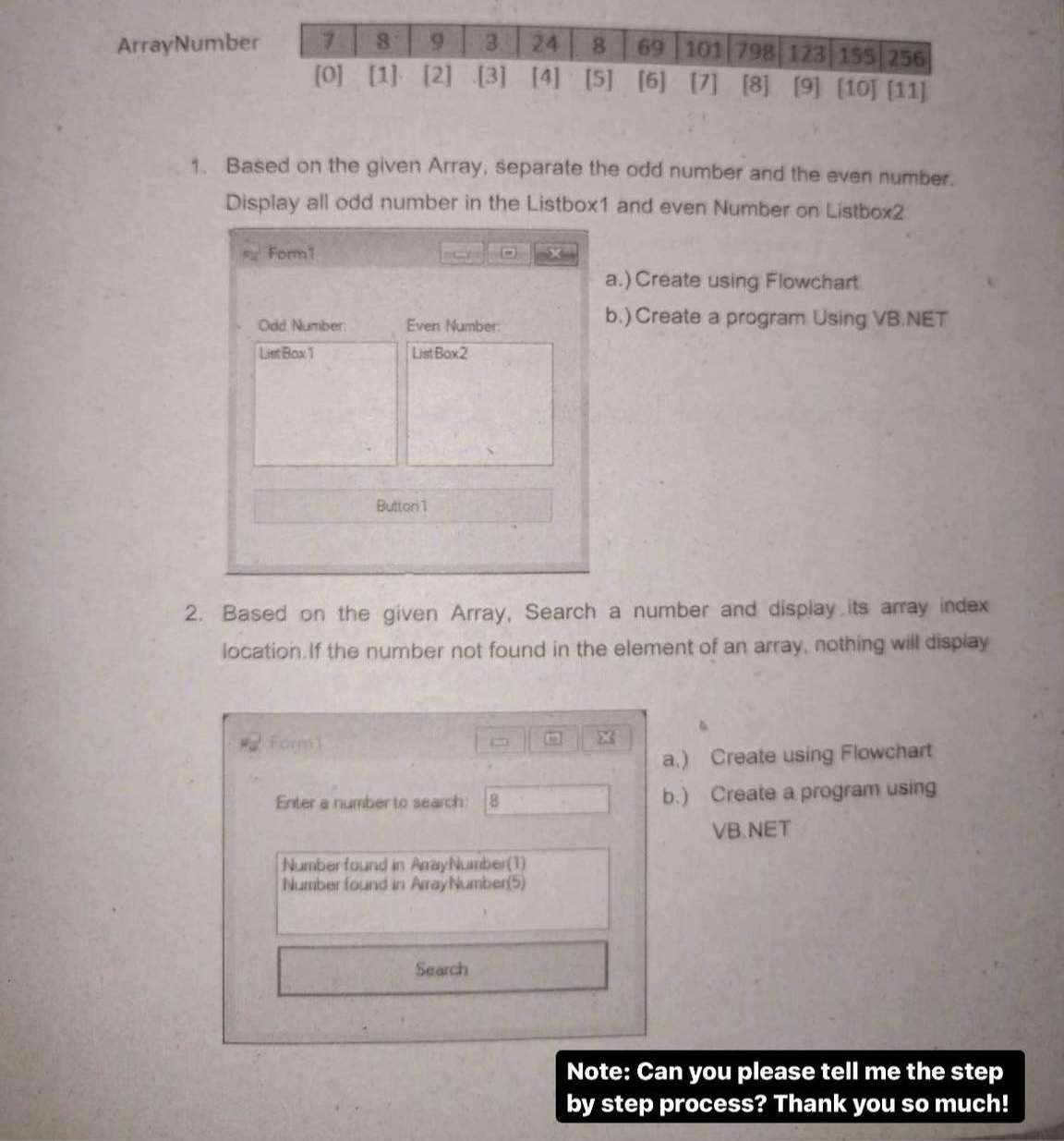  Based on the given Array, separate the odd number and the