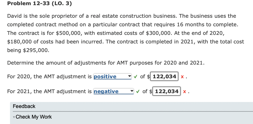  Problem 12-33(LO.3) David is the sole proprietor of a real estate