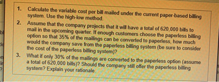 offering paperless billing. In addition billing will save energy and water (through
