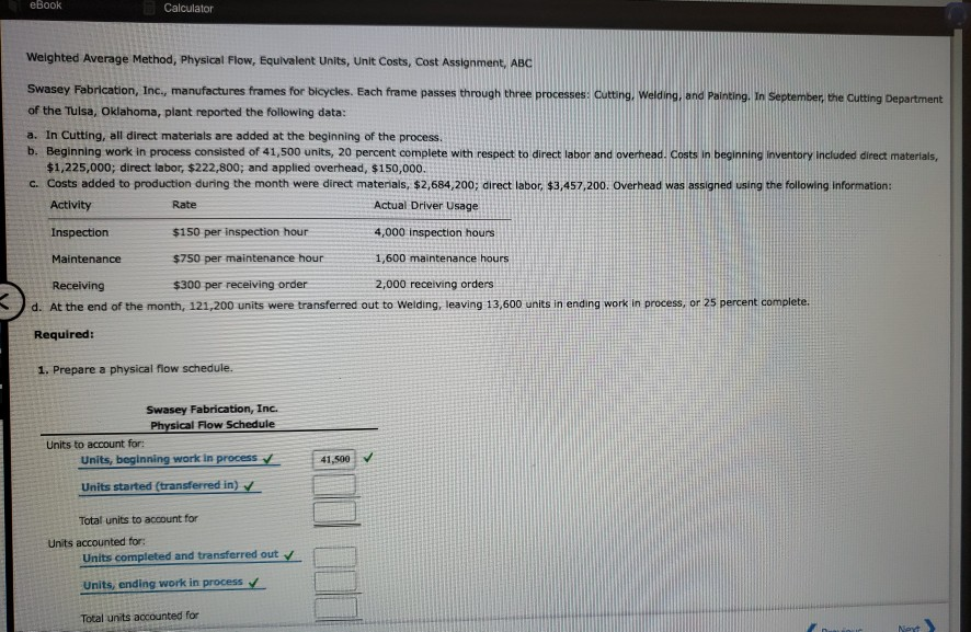  eBook Calculator Weighted Average Method, Physical Flow, Equivalent Units, Unit Costs,