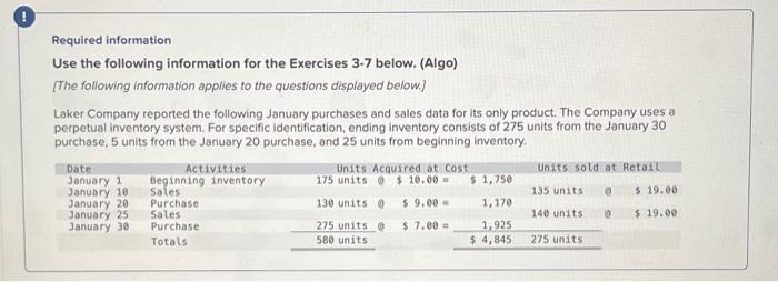 inventory and cost of goods sold using specific identification. 2. Determine the