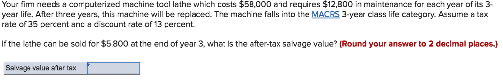 Your firm needs a computerized machine tool lathe which costs $58,000
