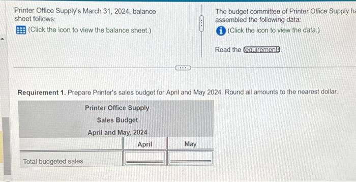  Printers office supplys. complete requirements 1-3 please. Data table Requirements 1.
