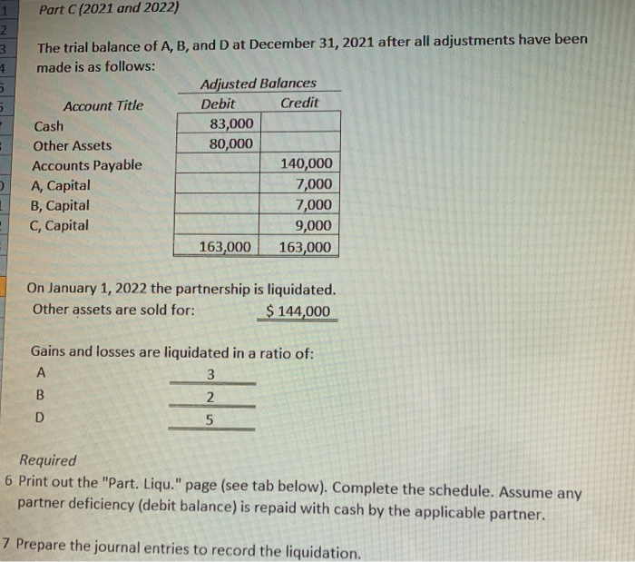 The partnership's trial balance is shown on the "2019 Tr. Bal." page