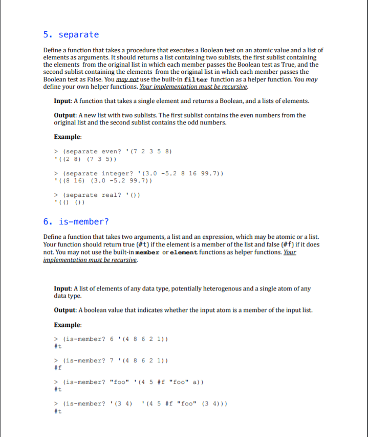 a Boolean test on an atomic value and a list of elements