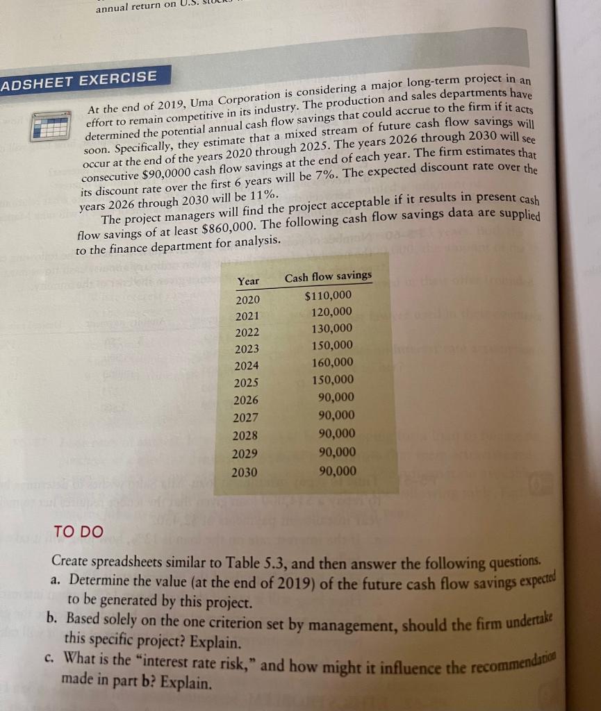 The spreadsheet exercise is partially filled out in excel. I need help