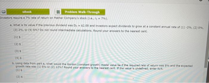 it its volue if the jirevout dividend whs Di a 52.00 end