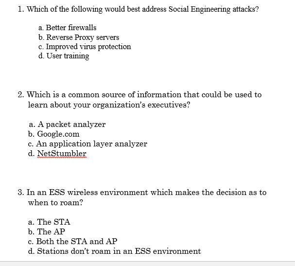 FIGURE 1 NEED HELP WITH Wireless Security QUESTIONS 1. Which of
