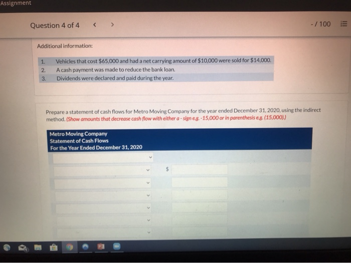 Comparative Statement of Financial Position Dec. 31, 2020 Assets Cash $68,600 Accounts