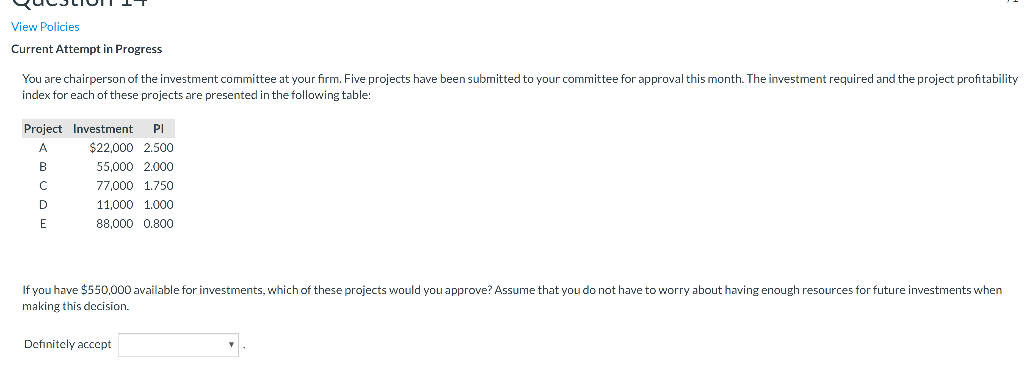 Project A,B, AND E PROJECT A,B, AND C PROJECT A,B, AND