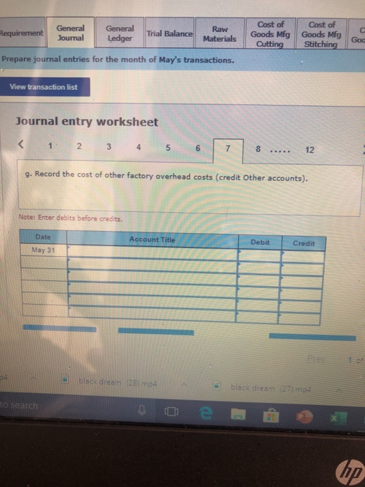 materials used Indirect laber used Other overhead costs $ 54,80e 57, Bee