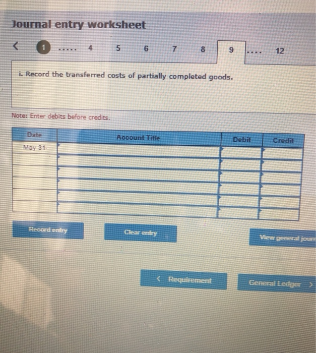 of May's transactions. View transaction list Journal entry worksheet 1 2 3