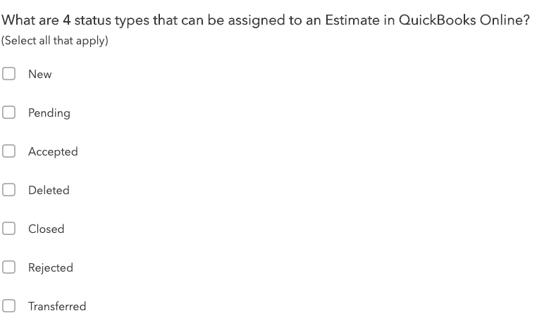  What are 4 status types that can be assigned to an