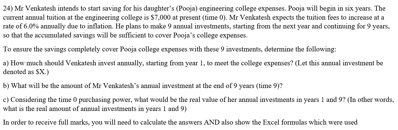  Please indicate which Excel formulas were applied to reach this answer