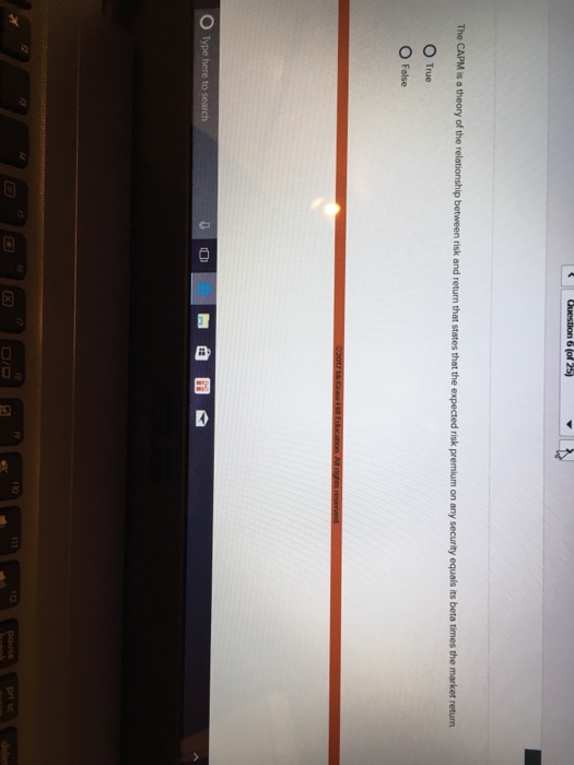  ship between risk and return that states thot the expected risk