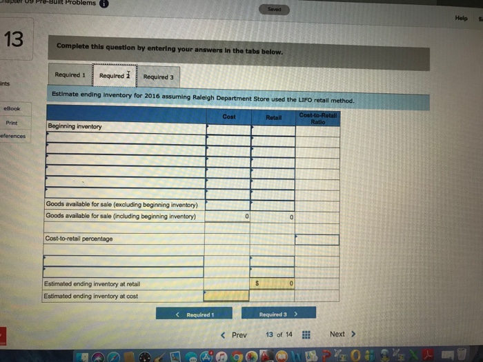 information follows: a. The Inventory at January 1, 2016, had a retail