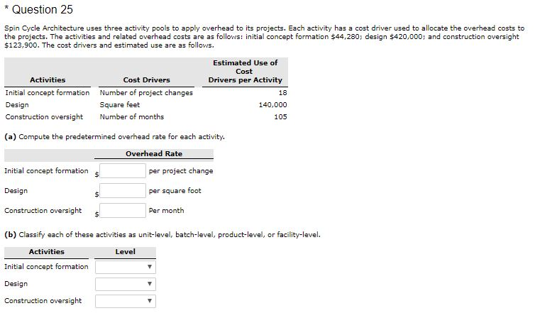  * Question 25 Spin Cycle Architecture uses three activity pools to