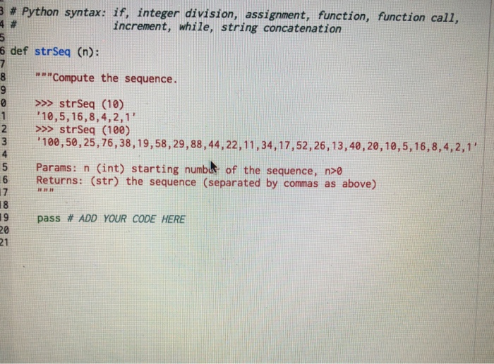  Python syntax: if, integer division, assignment, function, function call, 4# 6