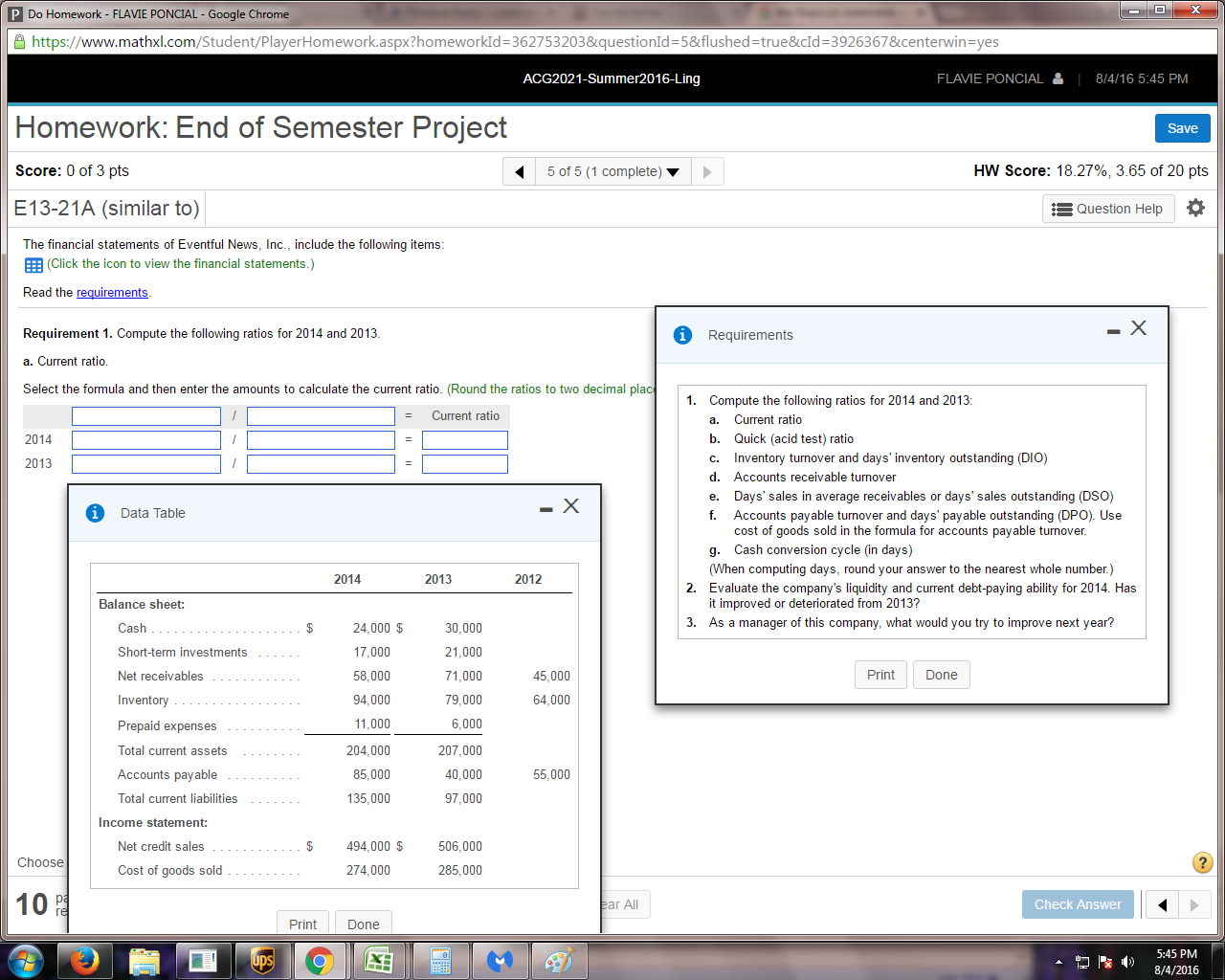IP Do H k FLAVIE PONCIAL Google Chal https://www.mathxl.com/Student/PlayerHo Homework.aspx?homeworkld 362753203&questionld