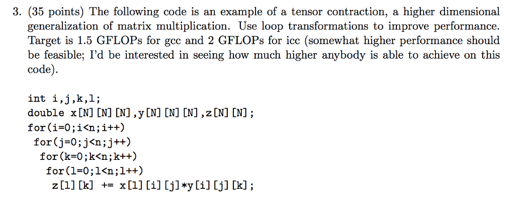 3. (35 points) The following code is an example of a