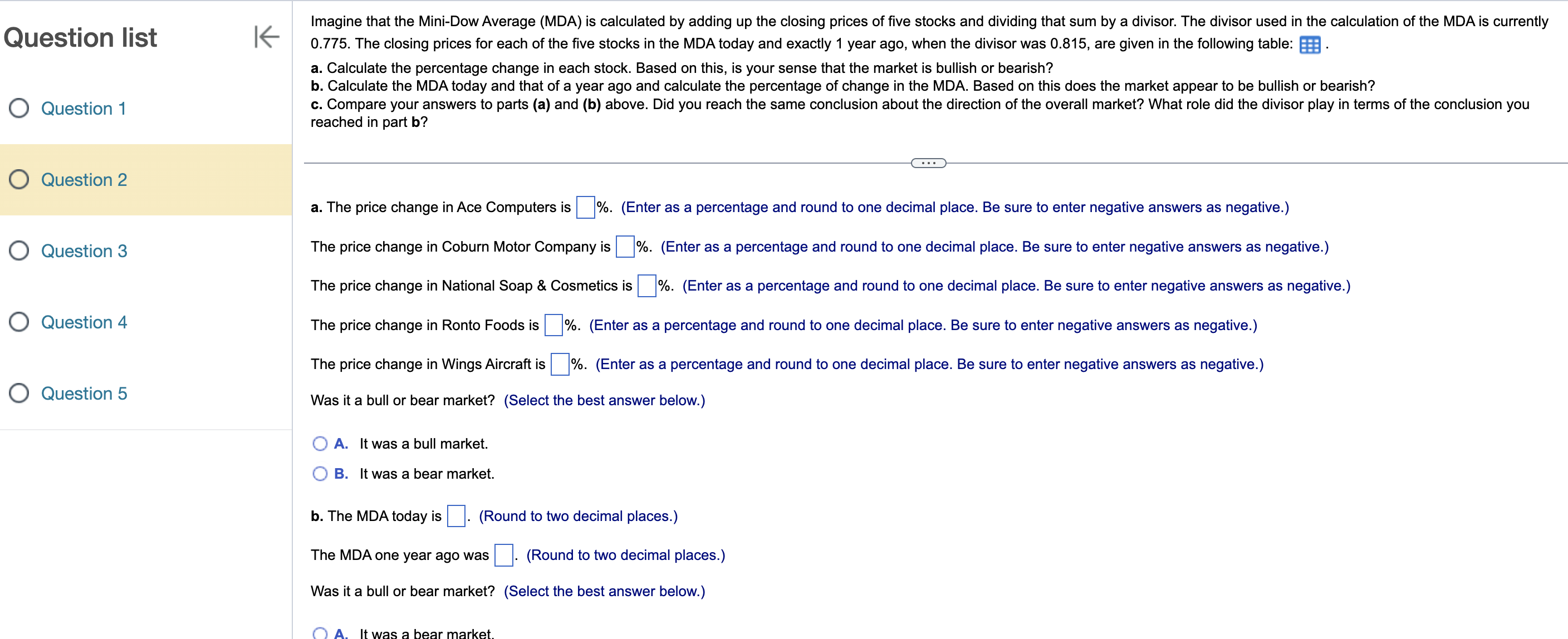  Question list Question 1 Question 2 Question 3 Question 4 Question