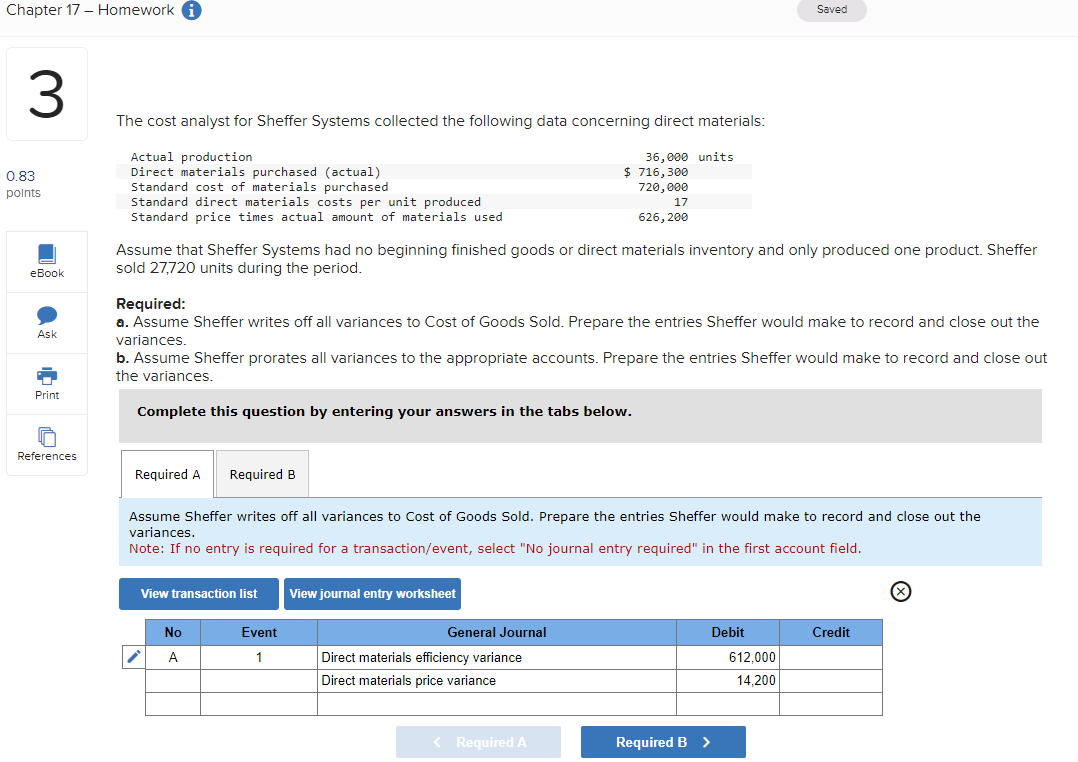 The cost analyst for Sheffer Systems collected the following data concerning