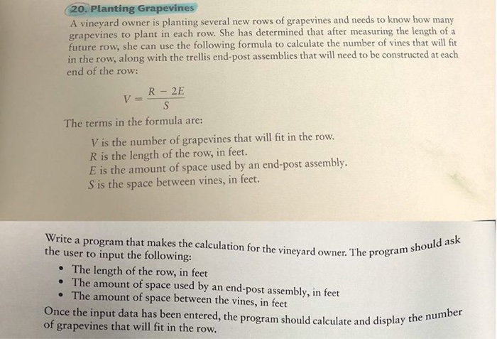 needs to know how many grapevines to plant in each row. She