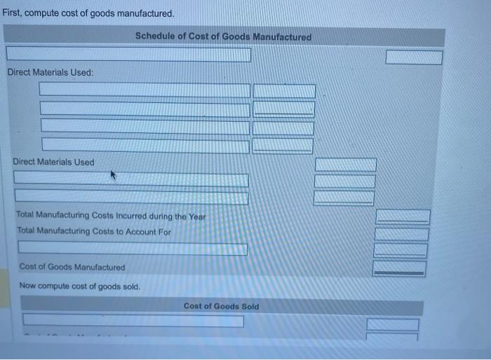  Fi Now compute cost of goods sold. Data table Data table