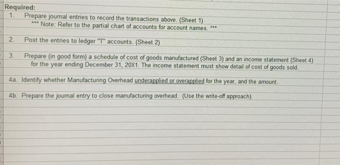 following balances as of 1/1/20X1: 7 Raw Materials: $19.000 8 Work in