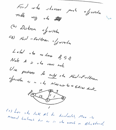 Find the shortest path algorithm tables (for the graph on the homework