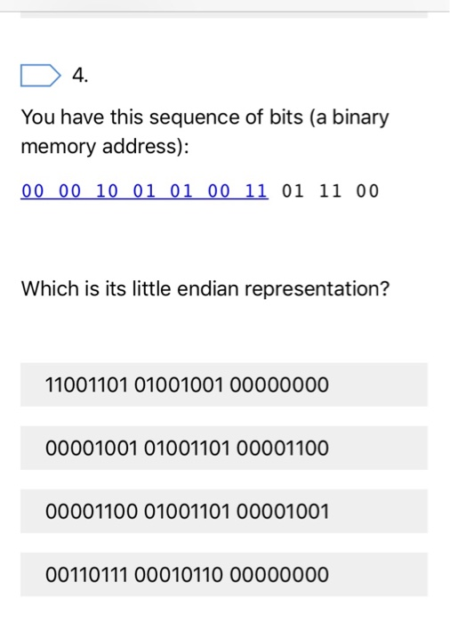  MIPS You have this sequence of bits (a binary memory address):